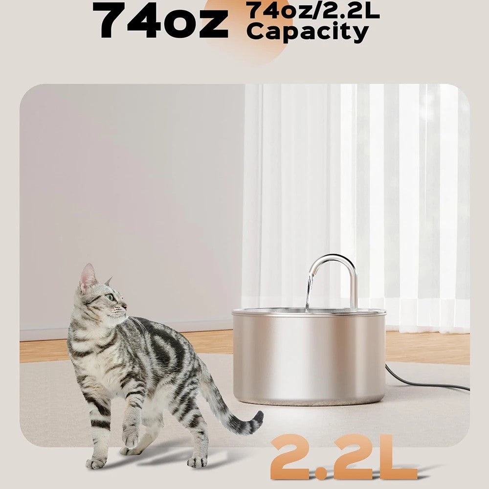 My Furrball 2.2L Stainless Steel Water Fountain
